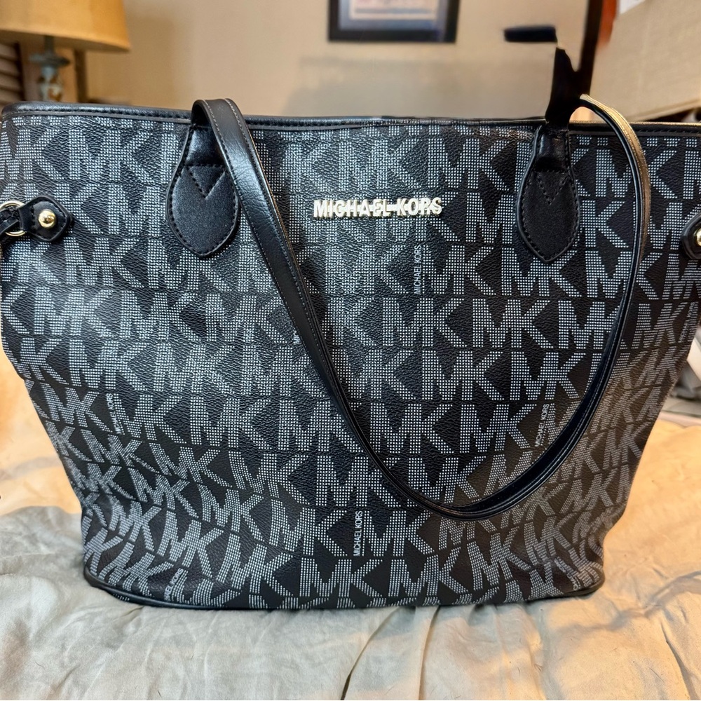 Michael Kors Monogram Black and Gray Tote